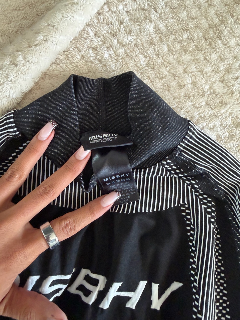 MISBHV Black Long Sleeve Tee with Stripe Detail